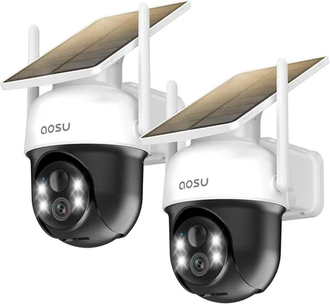 aosu Solar Wireless Outdoor Security Camera with Fixed Solar Panel