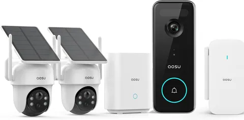 aosu 2-Cam Solar Security Camera and 5MP Wireless Doorbell Bundle