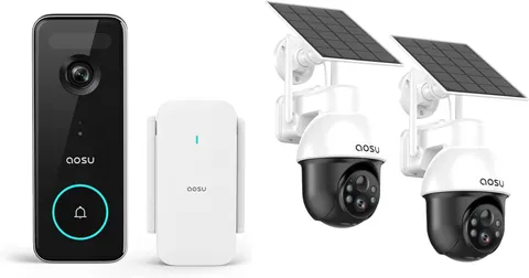 aosu 3K/5MP Solar Security Camera and Video Doorbell System