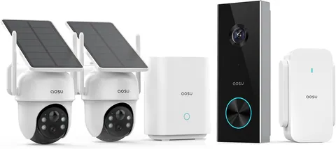 AOSU Solar Security Camera and Video Doorbell Bundle