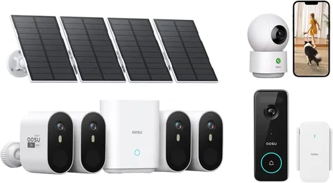 AOSU SolarCam Pro Security Bundle with Indoor & Doorbell Camera