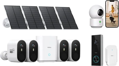 aosu SolarCam Pro 4-Kit with 2K Indoor & Doorbell Camera