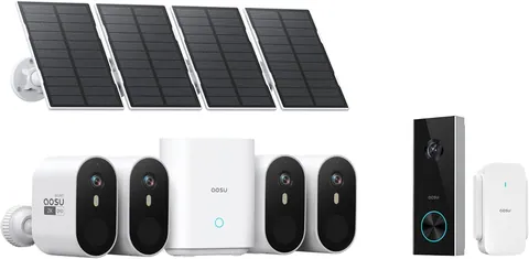 AOSU SolarCam Pro 4-Kit & 2K Doorbell Camera System