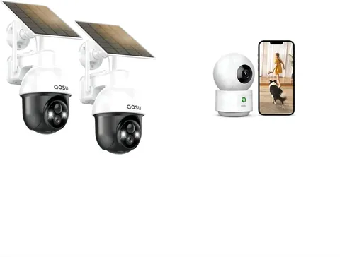 AOSU 2K Security Camera Indoor and Solar Outdoor Bundle
