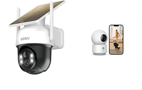 AOSU 2.5K Solar Outdoor and 4MP Indoor Security Camera Bundle