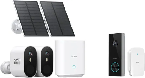 AOSU SolarCam Pro System 2-Kit + 2K Doorbell Camera