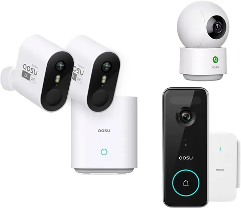 aosu 3MP WirelessCam Pro System & Doorbell Kit