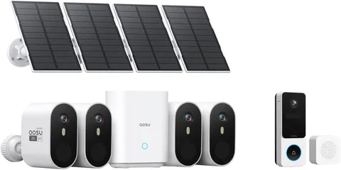 AOSU SolarCam Pro 4-Kit with 2K Doorbell Camera