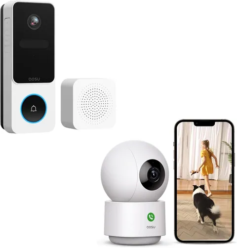 AOSU Wireless Doorbell Camera with 2K Video and Package Detection