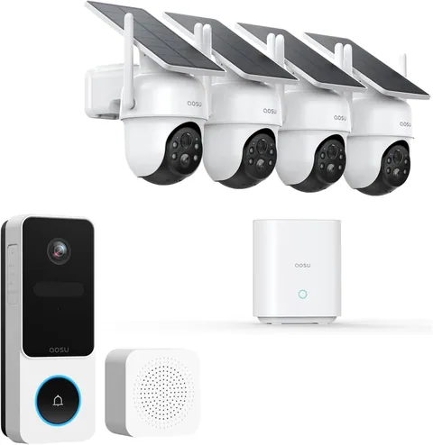 AOSU 4-Camera Wireless Security System with Solar Power