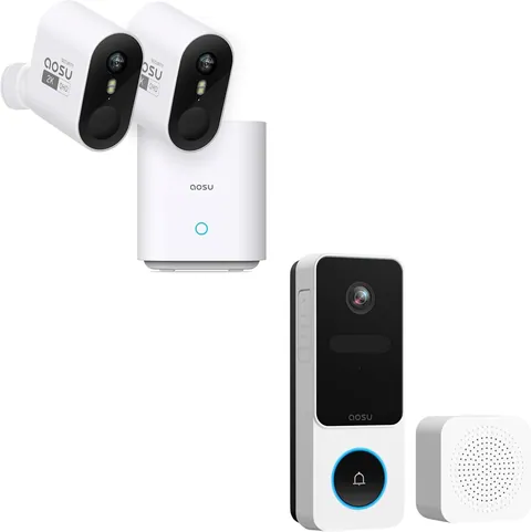 aosu 2K WirelessCam Pro System & 2K Doorbell Camera Kit