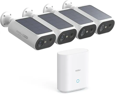 aosu 2K QHD Solar Wireless Security Camera 4-Cam Kit