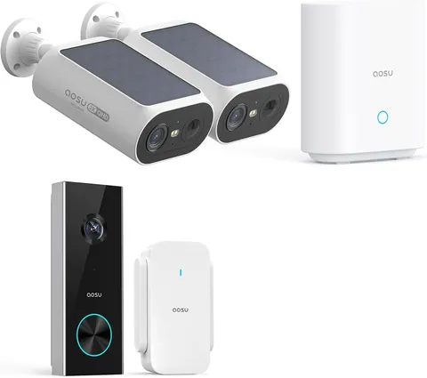 Aosu Solar Wireless Outdoor Security Camera & Doorbell System