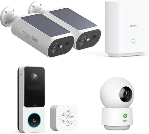 aosu Solar Wireless Security Camera and Doorbell Bundle for Home Safety