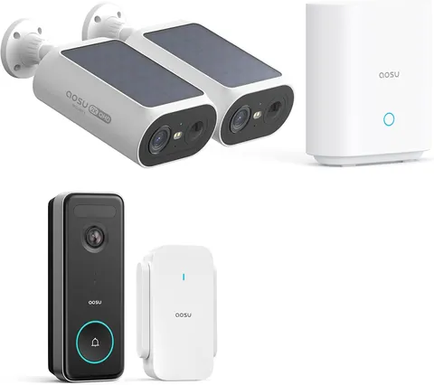 aosu Solar Wireless Outdoor Security Camera and Doorbell Camera Kit