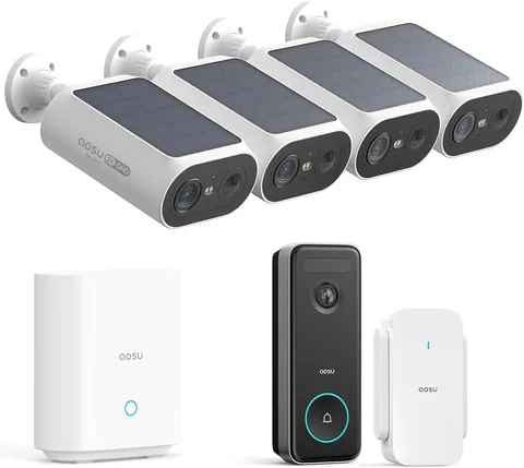 aosu Solar Security Camera and Wireless Doorbell System