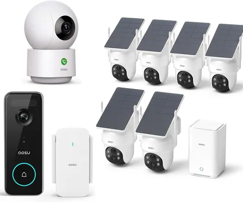 aosu Home Security Bundle with 6 Outdoor Cameras and Doorbell