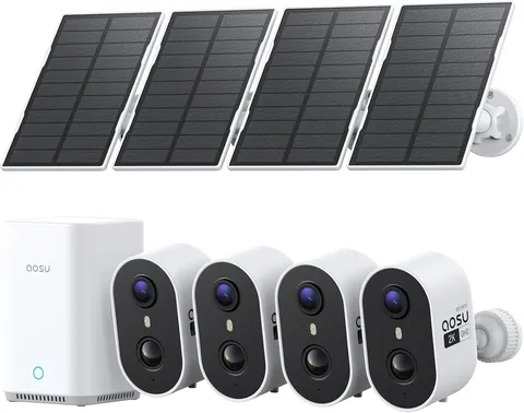 aosu 2K Solar Security Camera Wireless 4-Cam System