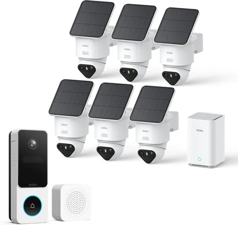 aosu T2 Ultra 4K Solar Security 6-Cam Kit & Doorbell